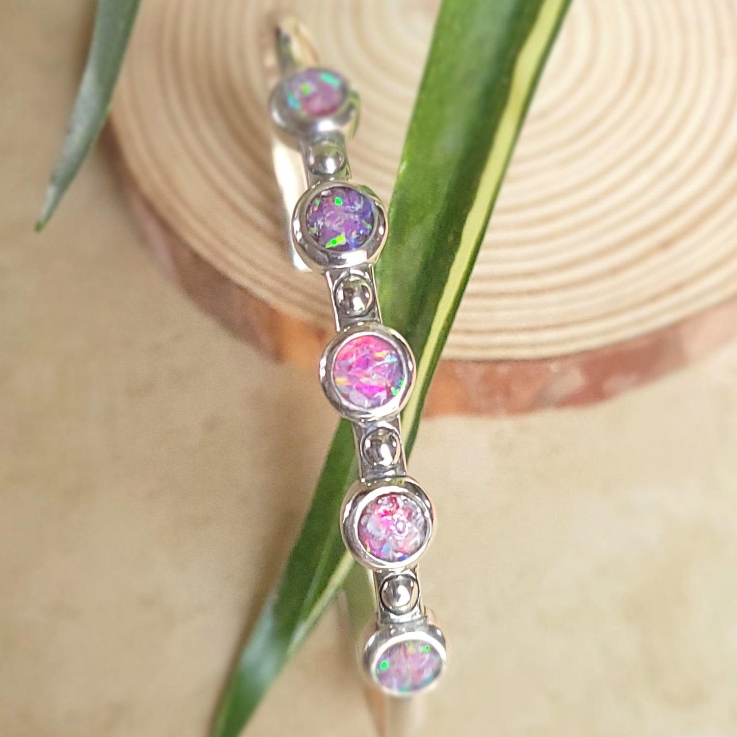 Sterling silver Kelly bracelet - pink opal